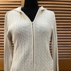 Sonoma Hooded Cotton Cable Knit Sweater - Cream - XL